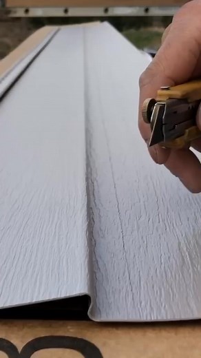 A utility knife is a great way to quickly cut siding as shown in this video, however I suggest you DON’T do it like this video. The knife will tend to follow the wood grain of the siding, leaving you with a wavy cut as seen in this video clip. Flip the piece over and score it on the back side of the siding, this way the cut will be much straighter. Another tip is to have a fresh blade. Don’t press down hard as you’ll break the tip off the blade. Constant even pressure and you’ll have a quick and