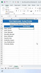 2.1K views · 30 reactions | ✅ TEXTBEFORE FUNCTION | 樂How to Extract First Name From This Data on Microsoft Excel ?  Excel tutorial for beginners  |  Don't forget to save this Post for future reference! #excel #msexcel #excelhacks #exceltricks #spreadsheet #shortcutkeys #accounting #bapisardar #fbpost #shorts #exceltips #textbeforefunction | learn Excel with Bapi Sardar | Facebook