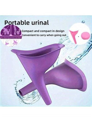 2pcs/1pc Women's Standing Urinal, Emergency Urinal, Silicone Urination Funnel, Portable Female Urination Device, Vertical Urinal Funnel, Urination Device, Portable Female Urinal, Essential Daily Item. Travel Accessory, Outdoor Gear, Back-To-School Supplies. Allows Standing Urination Quickly For Outdoor, Traffic Jam, Camping Situations. Carry In Bag For Outings. Practical And Thoughtful Gift For Women For Travel, Camping, Driving, Dorm. | SHEIN