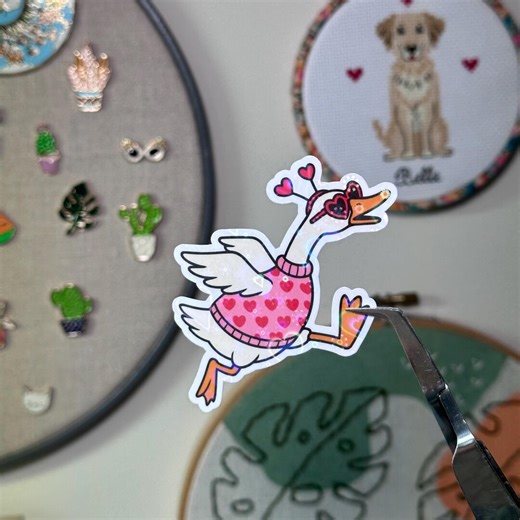 Funny Silly Goose Valentine's Day Sticker: Heart Love Vinyl Decal - Matte, Glossy and Holographic Options - Etsy