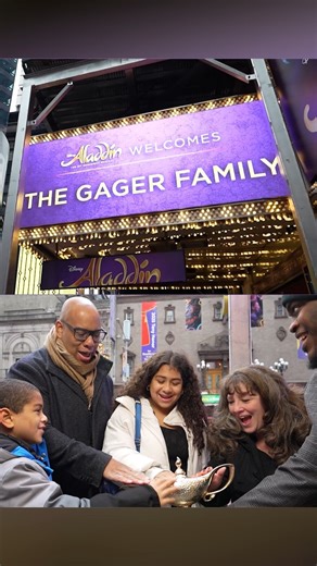 The Gagers’ Christmas wish just came true with the help of ‘Aladdin’s’ Genie. ✨ GMA and the cast of ‘Aladdin’ on Broadway teamed up to give this Disney‑loving family the ultimate surprise, a dream night on Broadway! 💜🥹 | Aladdin - The Musical