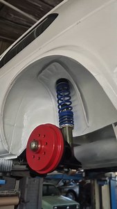 Mk1 update: Front and rear suspension installed! Now it’s time to torque everything down and double-check before dropping in the engine and gearbox #potentcaraudio #golf #mk1 #custombuilt #fyp #fy #wadeville #nuffsaid ##nomediocre #pca #potentworkshop | SB Media Worx