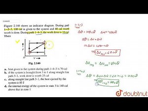 Figure shows an indicator diagram. During path 1-2-3, 100 cal is given to the system and 40 cal ...