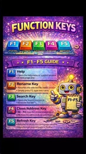 F1–F5 Function Keys Explained 🔥 | Computer Shortcut Keys #trending #viral #shorts #shortvideo .