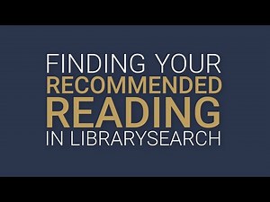 Finding your recommended reading in LibrarySearch