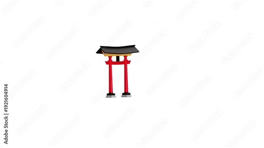 3d animation japanese culture torii gate shinto shrine sacred entrance traditional architecture suitable for cultural presentations, game assets, and virtual reality scenes