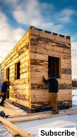 Rusty Shipping Container to Log Cabin!