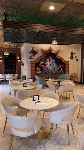 Not your average coffee or tea house! Take a “carpet” ride to this one of a kind Aladdin themed cafe. It is sure to give you a unique ambiance with phenomenal hospitality. Truly a magical experience! #aladdincafe #aladdin #dallascoffeeshop #dallasrestaurants