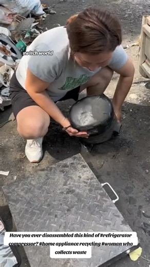 Have you ever disassembled this kind of #refrigerator compressor? #home appliance recycling #woman who collects waste