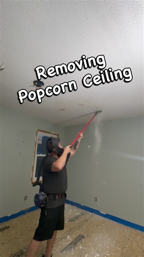 Christopher Powell on Instagram: "Scraping popcorn ceiling #construction #homeimprovement #homerenovation #build #diy #doityourself #carpentry #popcornceiling #paint #painting #painter #homereno #homeremodeling #homeremodel #weekendproject"