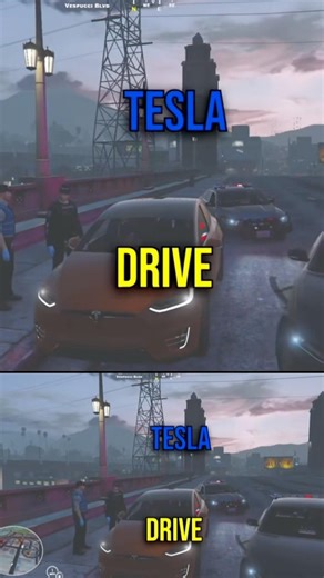 Self Driving Tesla In GTA RP #gtarp #gtarpclips #gtaroleplay #gtarpfunnymoments
