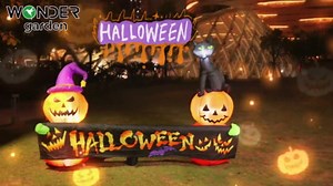 8FT Halloween Inflatables Pumpkin, 2 Pumpkins Decoration with Black Cat and Build-in LEDs Halloween Blow Up Yard Garden Lawn Decorations