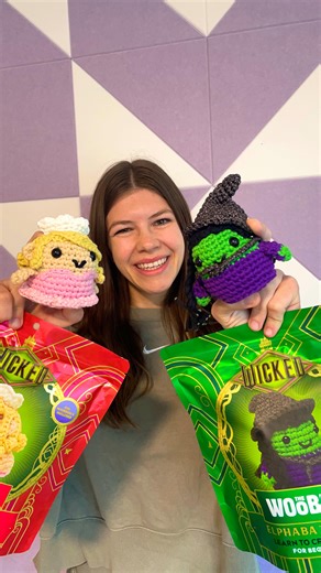 Jenna Hall on Instagram: "I’m obsessed with how Elphaba Thropp and Glinda Upland turned out, and can’t wait to make the rest of the Wicked characters!!! I’ve been learning to crochet through The Woobles kits, and I can’t say enough good things about them! Each kit has everything you need to make the project, and the detailed video instructions make learning this new skill so much easier. #thewoobles #crocheting #crochet #wickedmovie #wickedforgood"