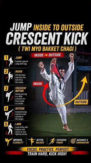 🥋 Jump Inside to Outside Crescent Kick (Twimyo Bakkat Chagi) | Step-by-Step Taekwondo Tutorial |