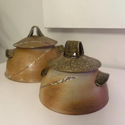 Vintage Warren Mackenzie Pottery | Floral Inlaid Lidded Jar With Handles | Mingei Pottery | Matte Glazed Tureen | See Description - Etsy