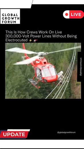 Globalgrowthforum | This is considered one of the most dangerous jobs on Earth — because the workers don’t avoid electricity, they become part of it. ⚡🚁 It’s... | Instagram