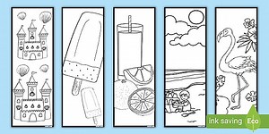 Summer Bookmarks To Colour