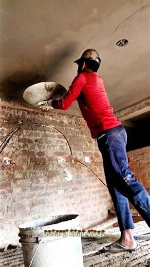 Plastering the Ceiling #CeilingPlaster #PlasteringWork #shorts