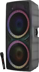 Dolphin Elite 290: Dual 15" Bluetooth Party Speaker – Translucent Cabinet, 200W RMS, Deep Bass, LED Light Show, 5-Star Sound Clarity, DJ & Karaoke Ready