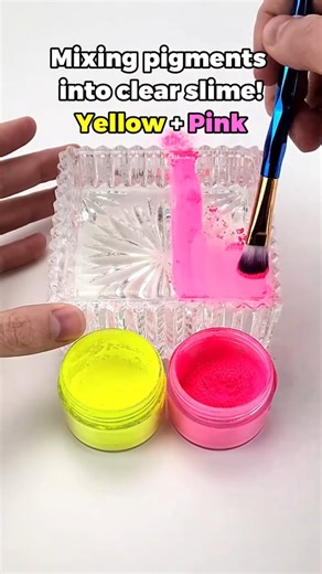 Pink and yellow pigments mixed into clear slime! 😍 oddly satisfying ASMR | Dalton James