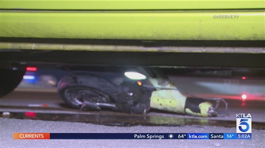 Scooter tossed from overpass damages vehicles on 110 Freeway