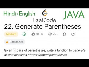 22.Generate Parentheses #leetcode using java | Easy solution using #recursion | #leetcodequestions