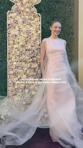 Hunter Schafer in a Prada gown at 2024 Golden Globes #hunterschafer #prada #fashion