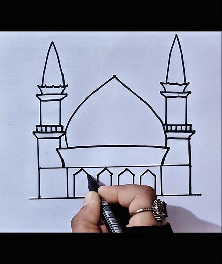 ✨ “Easy Mosque Drawing Tutorial | Simple Step-by-Step Guide” ✨