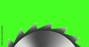 Rotation of a steel rotary saw blade, 4K animation on green screen. Stock Video