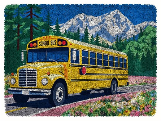 School Bus Latch Hook Kit: DIY Rug Making Craft Pre-printed Canvas With Non-slip Backing - Etsy
