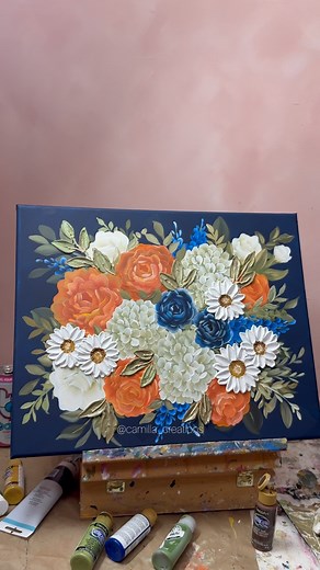 This color combo is too perfect 😚🤌🏼✨ The texture adds so much character and dimension to this canvas which also adds to why I’m so obsessed with how this turned out 🥰 | Camilla Creations