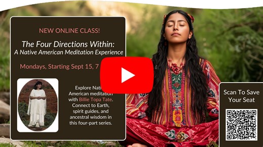 🌿 The Four Directions Within: A Native American Meditation Experience 🌿 Join Billie Topa Tate for a 4-week online series rooted in Mescalero Apache tradition. Through sacred teachings, storytelling, and guided meditation, you’ll learn to: ✨ Connect with the Earth and ancestral wisdom ✨ Protect and strengthen your personal energy ✨ Deepen your bond with spirit guides ✨ Integrate indigenous practices into daily life 📅 Mondays | Sept 15 – Oct 6 | 7–8 p.m. CT 💻 Online | Recordings available for 