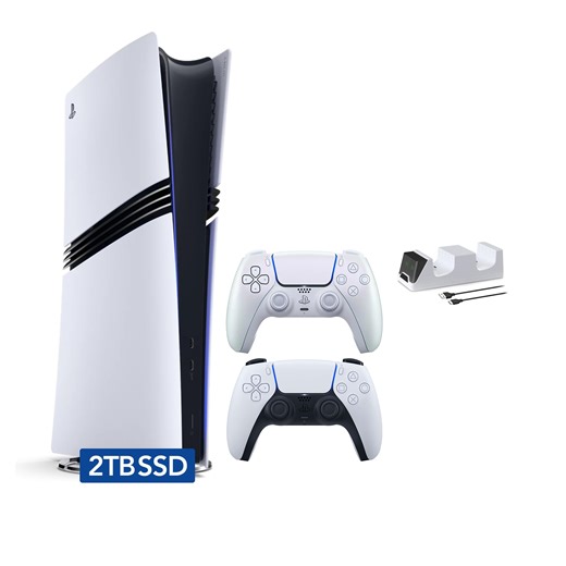 GameX24 Sony PlayStation 5 Pro 2TB SSD Digital Console with Two Controllers White and Chroma Pearl DualSense and Dual Controller Charger - Flagship PS5 Pro Console [video game] [video game] [video game] [video game] [video game] [video game] - Shop