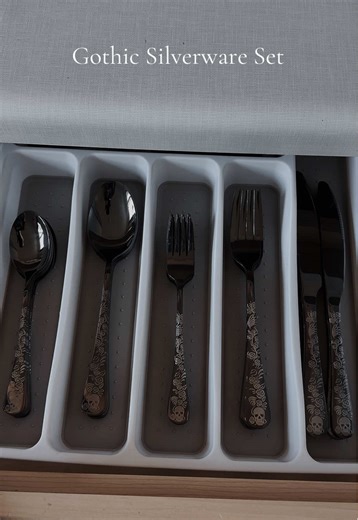 Love my gothic silverware🖤 #gothicsilverware #gothic #silverware #gothicflatware #gothickitchen