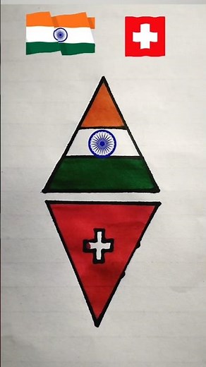 “Triangle Flag Fusion Art | India + Switzerland Creative Drawing”