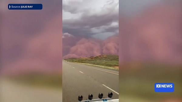 Wild weather brings spectacular dust storm to Onslow in WA's Pilbara