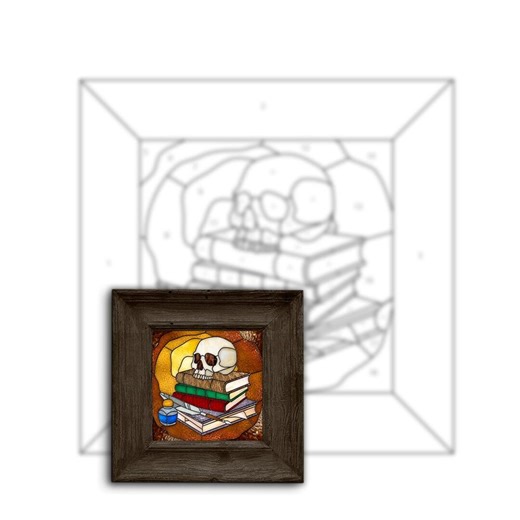 Books & Skull Stained Glass Pattern • Home Decor (PDF / PNG / SVG) • Cricut Compatible