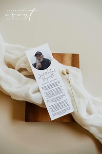 ADELLA Minimalist Obituary Bookmark Template, Printable Funeral Bookmark, Small Obituary Card Instant Download, Modern Funeral Memorial - Etsy