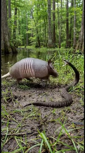 Armadillo vs Cottonmouth Extreme Speed Snake Strike & Survival Fight in the Wild