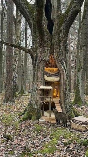 AI CAT HOUSE INSIDE A TREE #cathouse #cat #shelter #furniture