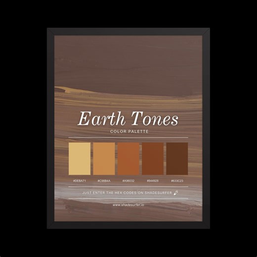 Earth Tones Color Palette Print, Printable Wall Art, Instant Digital Download, Hex Codes Design - Etsy