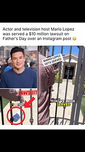 THOUGHTS ⁉️ - Actor and television host #MarioLopez was served a $10 million lawsuit on Father's Day over an Instagram post. Apparently, Mario is getting served in connection with a def-mation lawsuit filed by Desiree Townsend over various things that Mario said about her on social media. Desiree has filed a $10 million lawsuit over a single Instagram post in which she alleges that Mario def-med her. The post in question was a clip from a news broadcast in which Mario added the commentary "There