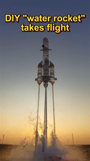A science teacher in east China's Jiangxi built a "water rocket" out of plastic bottles and buckets. His DIY project has soared into the sky, sparking a passion for science among local kids. #China #rocket #inspiration | China Xinhua News