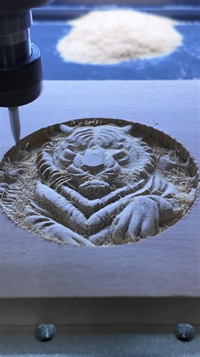 Genmitsu CNC by SainSmart on Instagram: "Watch the Genmitsu Cubiko in action, turning a blank piece of wood into an intricate tiger relief! ⁠ Project Details:⁠ 🔹 Spindle Speed: 12,000 RPM⁠ 🔹 Feed Rate: 400 mm/min⁠ 🔹 End Mills: 30° V-Shaped Bit⁠ 🔹 Time: 6.5 hours⁠ ⁠ Search "Cubiko" via the link in our bio to learn more and get yours!⁠ ⁠ #powertothemakers #genmitsu #diy #maker #cnc #cncmachining"