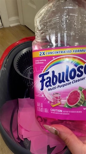 Getting my mop bucket ready to continue the requested all pink celebration for @clean.w.suds 21st birthday 💕 🌸 mop play, full mop and, floor scrub coming soon 🫧✨ Peoducts used: @TIDY MONSTER’s floor cleaning sheets, @Fabulosobrand’s watermelon scent, @Cloralen bleach, and @The Pink Stuff spray 🫧 let me tell you… it smells DELISH up in this house! Thanks for your patience love, now that you’re and adult you’ll understand that life happens 🤣 #sudsy #cleaningasmr #satisfyingvideo #cleaningtips