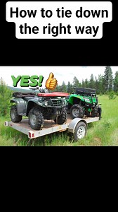 Always strap closest to the wheel and must be below the suspension or your straps will loosen as you travel down the road. Tire straps are the best solution in my experience! Check out a link our review of Rhino USA's chock and strap kit! https://trailskillet.com/rhino-usa-wheel-chock-tie-down-kit-a-game-changer-for-hauling-my-utv/ #amazonaffiliate #offroad #atv #utv #trailskillet | Trailskillet