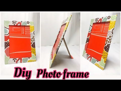 How to make photo frame stand/DIY Photo frame with stand using Cardboard/photo frame making at home