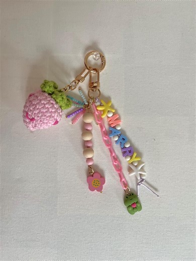 Handmade Kawaii Frog Matcha Bag Charm, Strawberry Bow Purse Accessory - Etsy