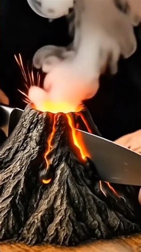 the volcano cutting bye knife #funny