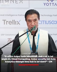 18K views · 458 reactions | NEWS: "E-office kalpui turin inbuatsaih mek a ni. A tul angin AI, Cloud Computing, Cyber security leh Data Analytics thlengin hma kan la zel dawn" - CM #Zonet #News #ChanchinThar | Zonet Cable TV Pvt Ltd | Facebook